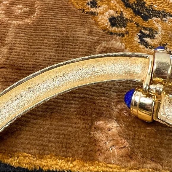 Vintage Givenchy 18k Gold Plated Torque Necklace w/ Glass Stones & Rhinestones - Picture 10 of 16